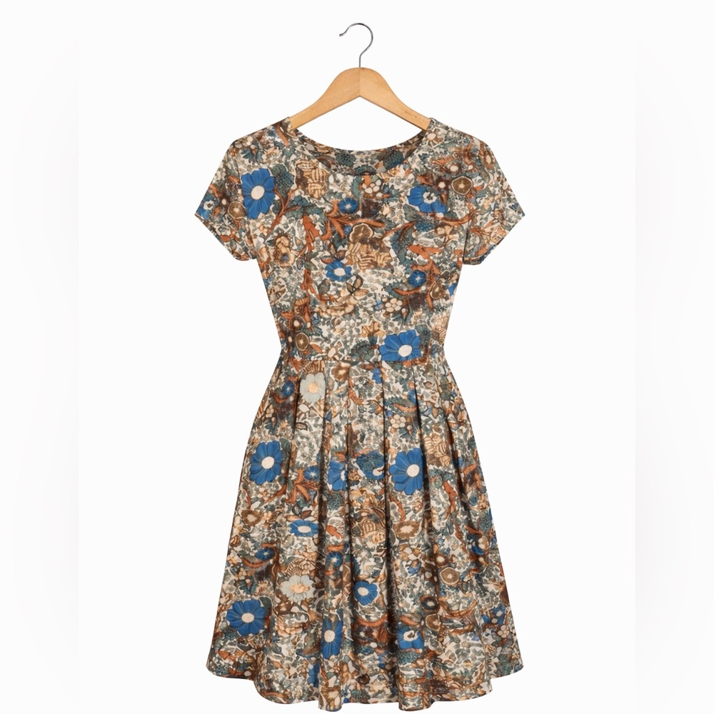 Peruvian Connection Wanderlust Floral Fit Flare Dress Pockets Med Boho Chic M - Picture 4 of 12